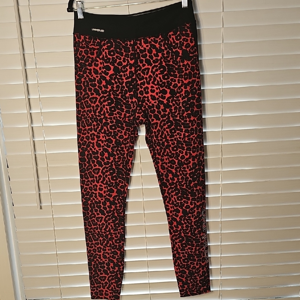 Leopard Print Leggings Red And Black Size Large